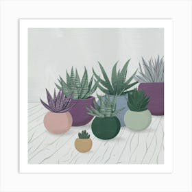 Potted Succulents Art Print