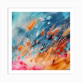 Harvest Dreams Abstract Wheat In Vibrant Colors Art Print