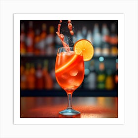 Aperol Spritz Cocktail In A Glass Art Print