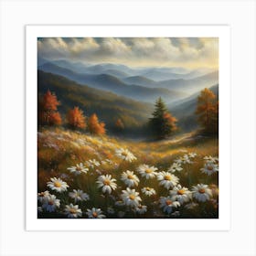 Appalachian Mountains Nature, Autumn Antique Oil Colors.3 Art Print