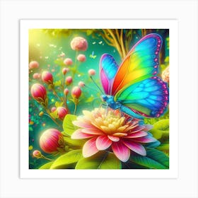 Colorful Butterfly On A Flower 1 Art Print