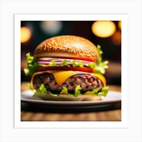 Hamburger On A Plate 10 Art Print