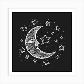 Moon And Stars Art Print