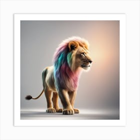 Lion With Rainbow Mane Art Print