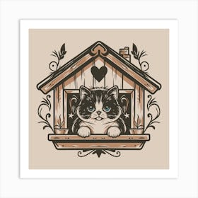 Cat In A House Art Print