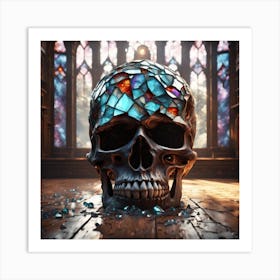 Stained Glass Skull 1 Art Print