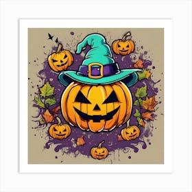 Halloween Pumpkin Hat Art Print