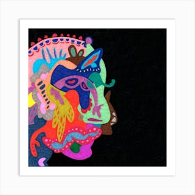 Side Face In The Mirror Square Art Print