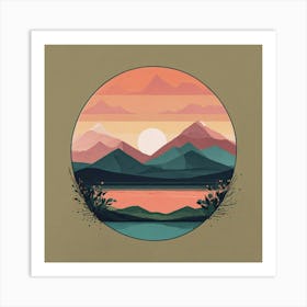 Boho Art Minimalist Landscape Mountains (28) Art Print