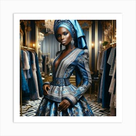 Afrofuturism Blue Dress-1 Art Print