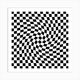 Checkerboard Black And White Twist Square Art Print