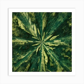 Abstract Green Leaves 2 Art Print