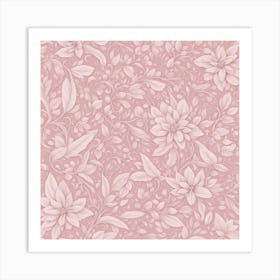 Pink Floral Wallpaper Art Print