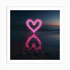 Default Text Pablo Y Emy Two Luminous Neon Hearts On The Seas 1 Art Print