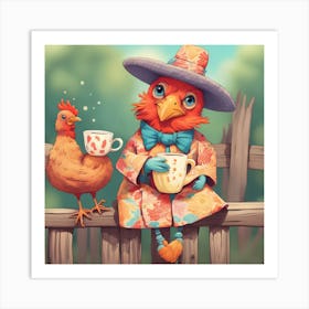 Rooster And Chicken 1 Art Print