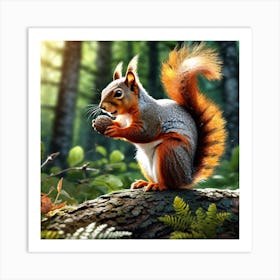 Squirrel In The Forest 404 Art Print