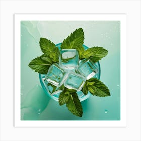 Ice Cubes And Mint Art Print