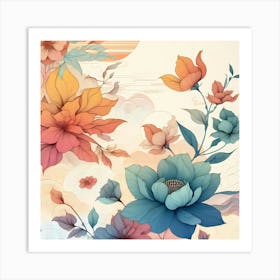 Chinese Floral Wallpaper Art Print