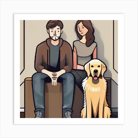 Couple With Dog Art Print