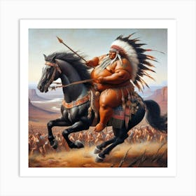 Indian Chief On Horseback Póster