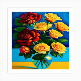 Roses In A Vase Art Print