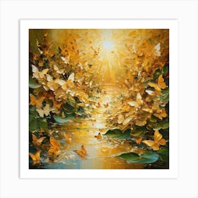 Golden Butterflies 1 Art Print