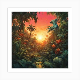 'Sunset In The Jungle' Art Print