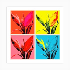 Andy Warhol Style Pop Art Flowers Heliconia 2 Square Art Print