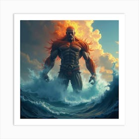 Titan S Colossal Form Emerging From A Colorful, Stormy Sea 1 Art Print