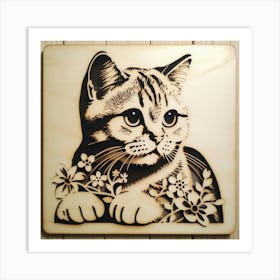 Cat With Flowers 6 Art Print