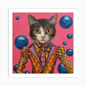 Cat In A Suit Art Print