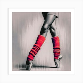 Ballet Shoes Canvas Print, Monochromatic, Pink Highlight Art Print