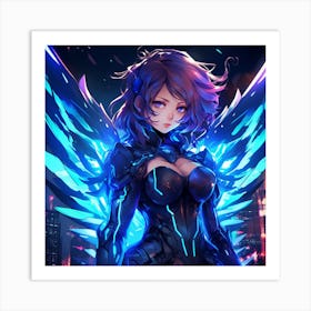 Anime Girl With Wings Art Print