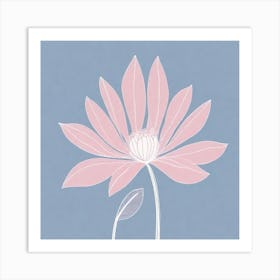 A White And Pink Flower In Minimalist Style Square Composition 738 Art Print