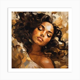 Woman With Curly Hair 3 Art Print