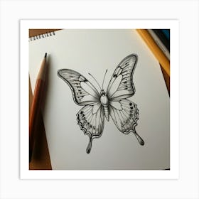 Butterfly Drawing Art Print