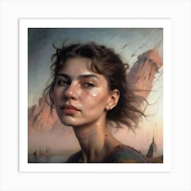 Girl With A Castle Art Print