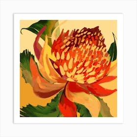 King Protea Abstract Square Art Print