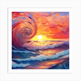 Sunset In The Ocean 1 Art Print