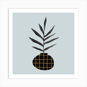Modern Plant With Grid Square Art Print