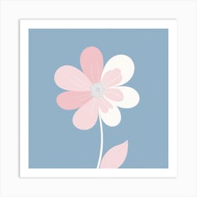 A White And Pink Flower In Minimalist Style Square Composition 634 Art Print