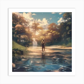 Fishing in Water Art Print