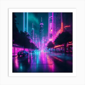 The Neon Cityscape Art Print