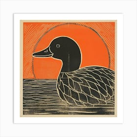 Retro Bird Lithograph Mallard Duck 2 Art Print