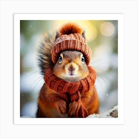 Firefly Adorable Squirrel In Cozy Knitted Accessories 3984 Poster