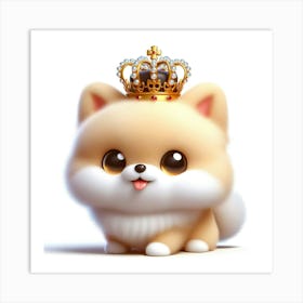 Cute Dog With A Crown Art Print