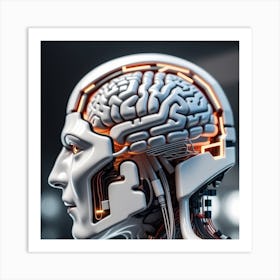 Human Brain With Artificial Intelligence 30 Art Print