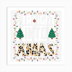 Straight Into Xmas Funny Leopard Christmas Art Print