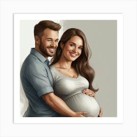 Pregnant Couple Art Print