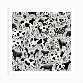 Cows On A Farm 1 Art Print